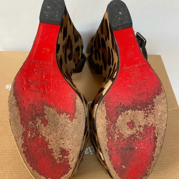 Christian Louboutin Ron Ron Zeppa Leopard Pony Calf Hair Wedge size 40